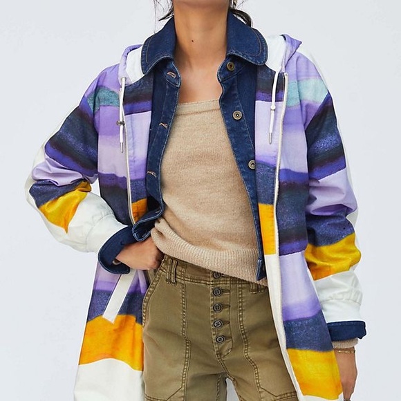 Anthropologie Maeve striped windbreaker jacket Sz M - Picture 3 of 11